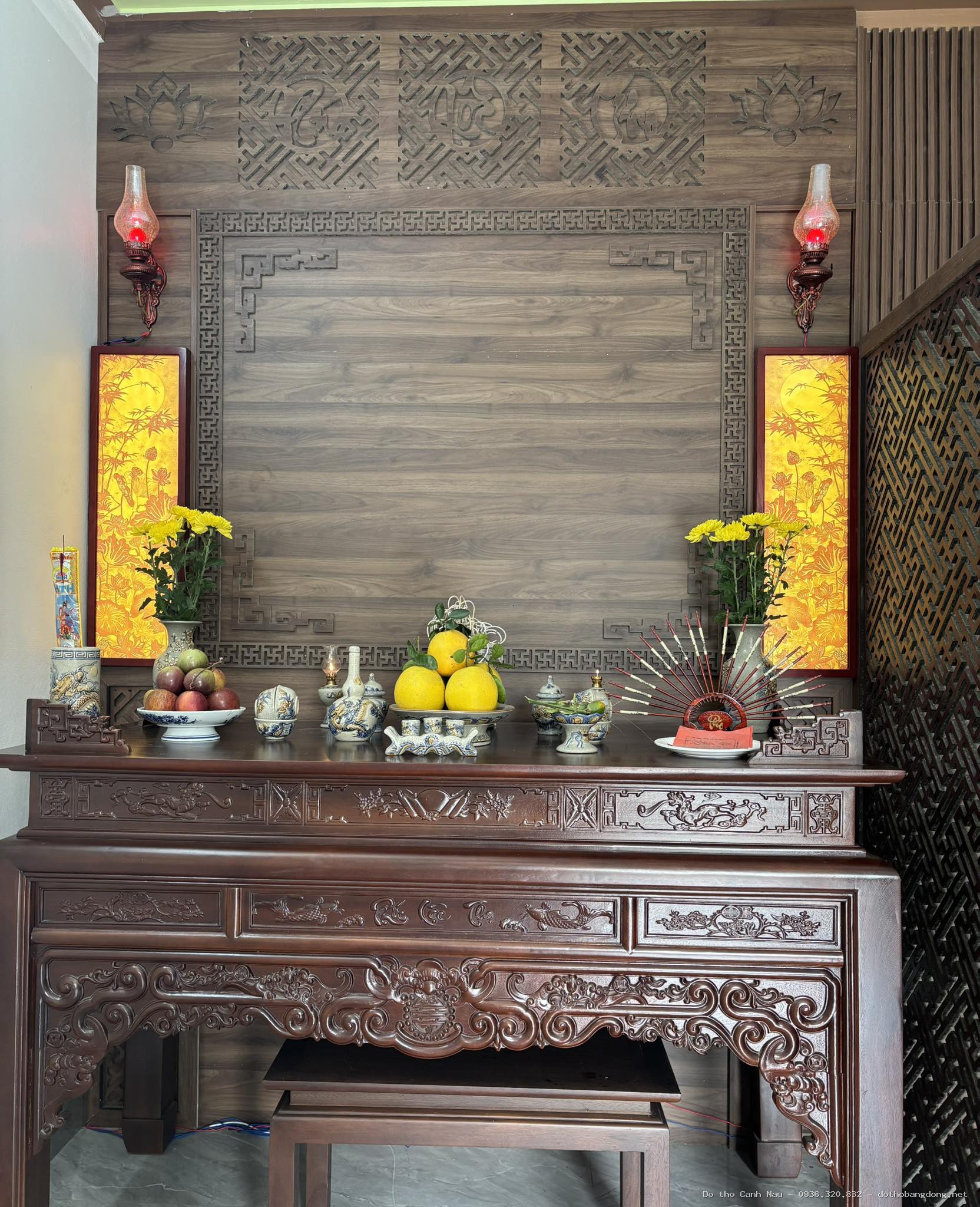 Bàn phật và bàn thờ gia tiên hiện đại - Đồ thờ Sơn Vũ